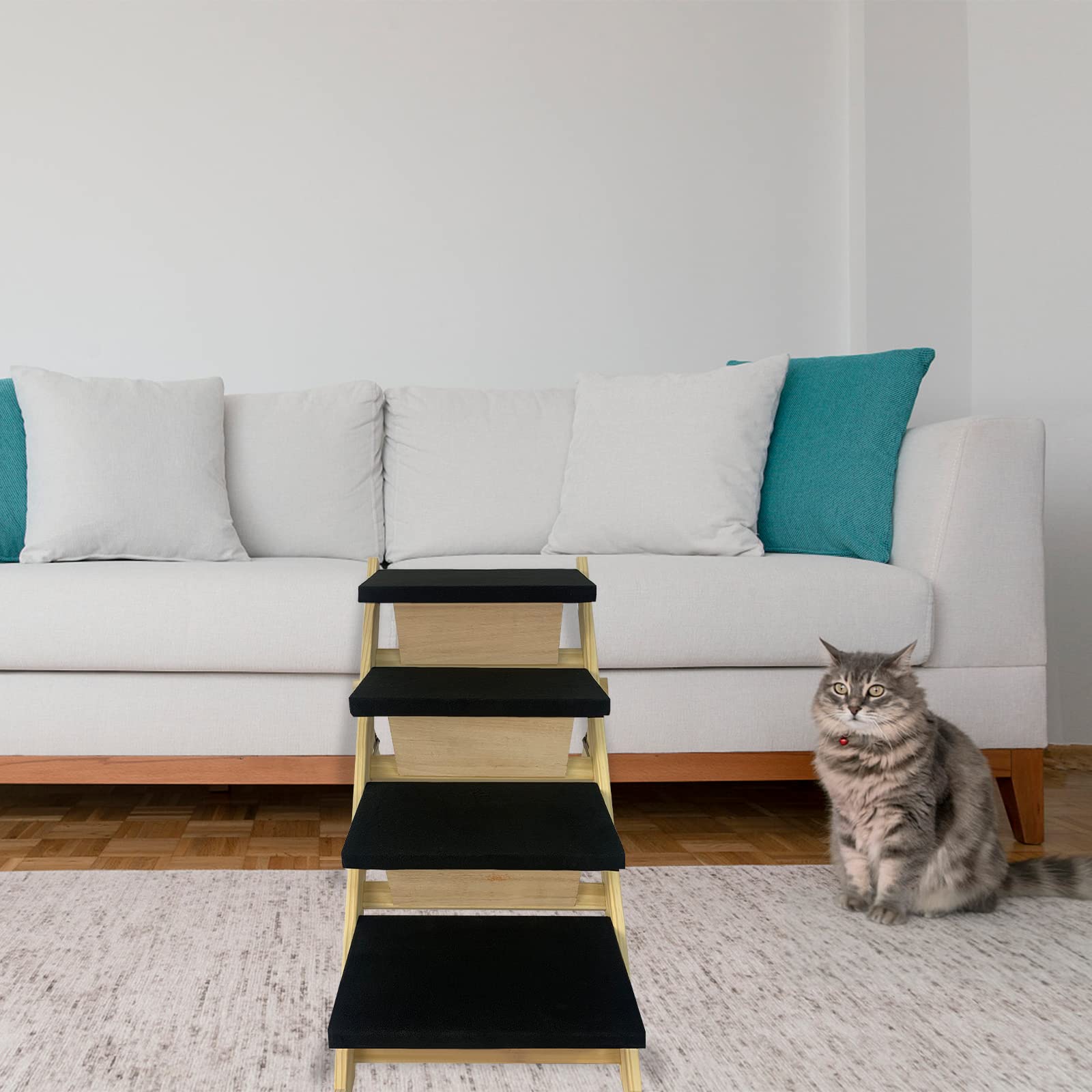 Hunderampe 2 in1 Haustiertreppe 100cm Faltbar Hundetreppe Rampe Hund Anti-rutsch Petwalk Hundeleiter Auffahrrampe Tiertreppe Hundeleiter Katzentreppe, 100x46x63cm (Typ B)