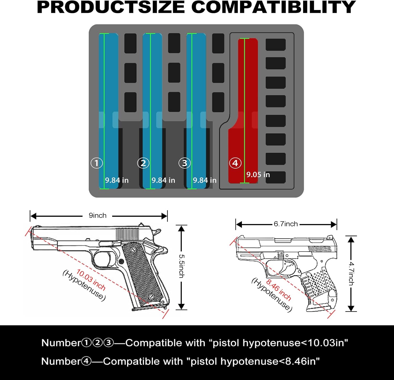 TSA Approved Gun Case for Pistol - Holds Multiple Handguns Case | Air Travel Hard Shell Pistol Case | Pre-cut Heavy Duty Waterproof Gun Case with Silica Gel Canister - Image 3