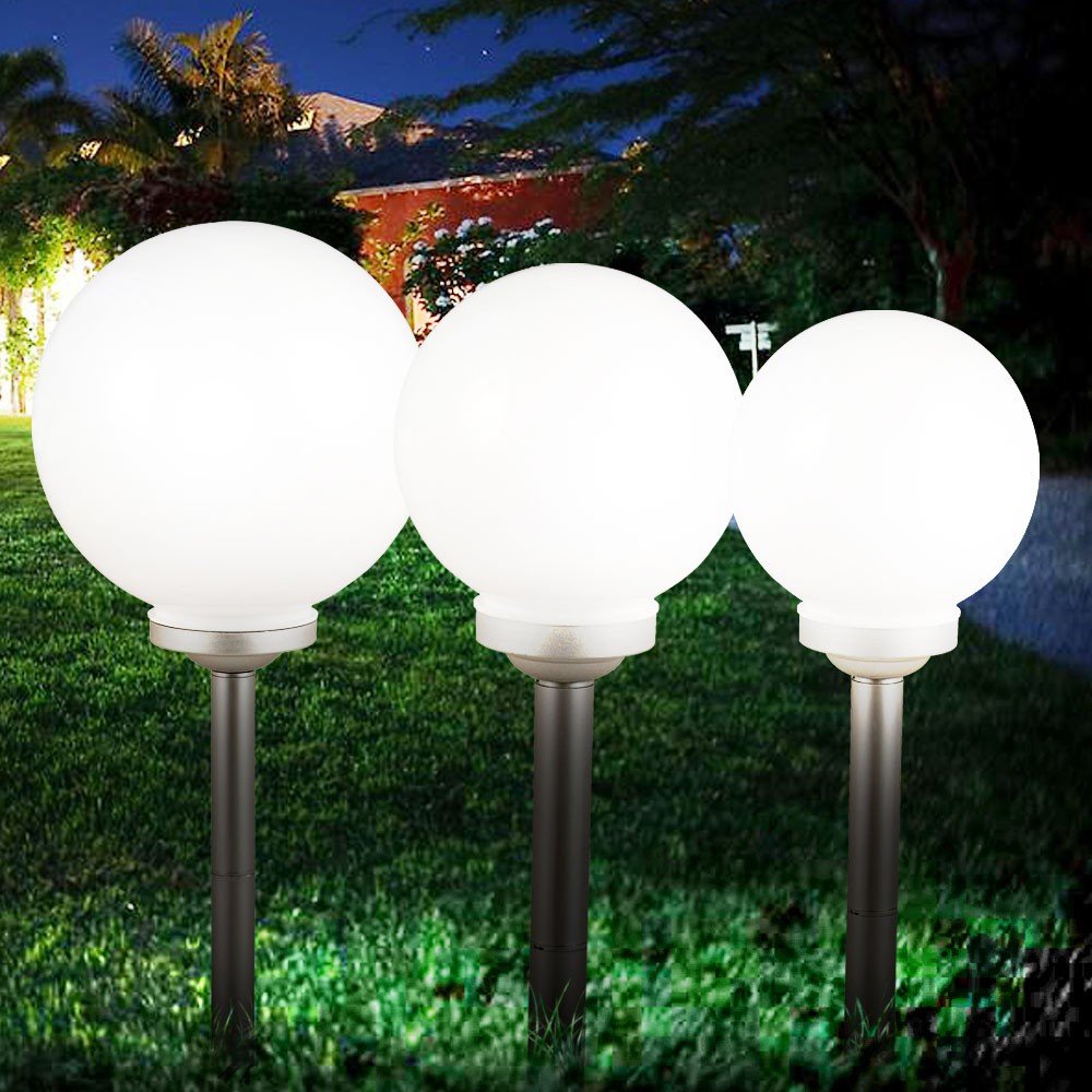 etc-shop 4er Set LED Solarleuchte Gartenleuchte Außenleuchte Kugelform Beleuchtung Lampe