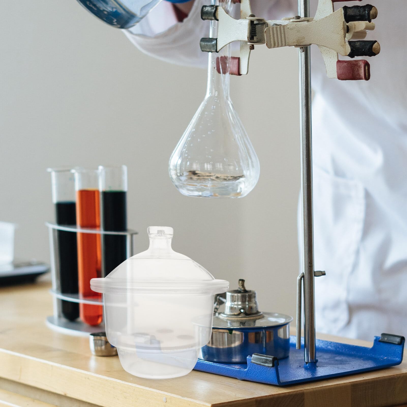Petit déshydratateur de laboratoire en verre - Dessiccateur sous vide - Pour fournitures de laboratoire - Pot rond transparent de 150 mm