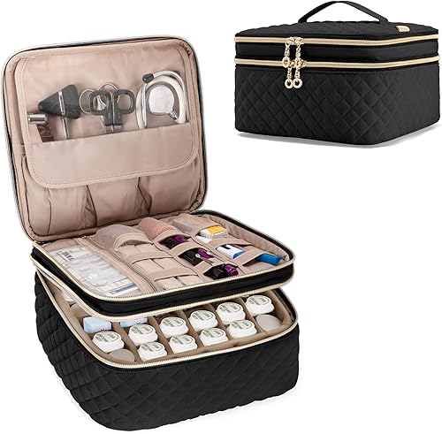 Miniatura 1 de YARWO Organizador de botellas de píldoras para 36 botellas (menos de 3.7 pulgadas de alto), bolsa de medicina de doble capa con divisores extraíbles