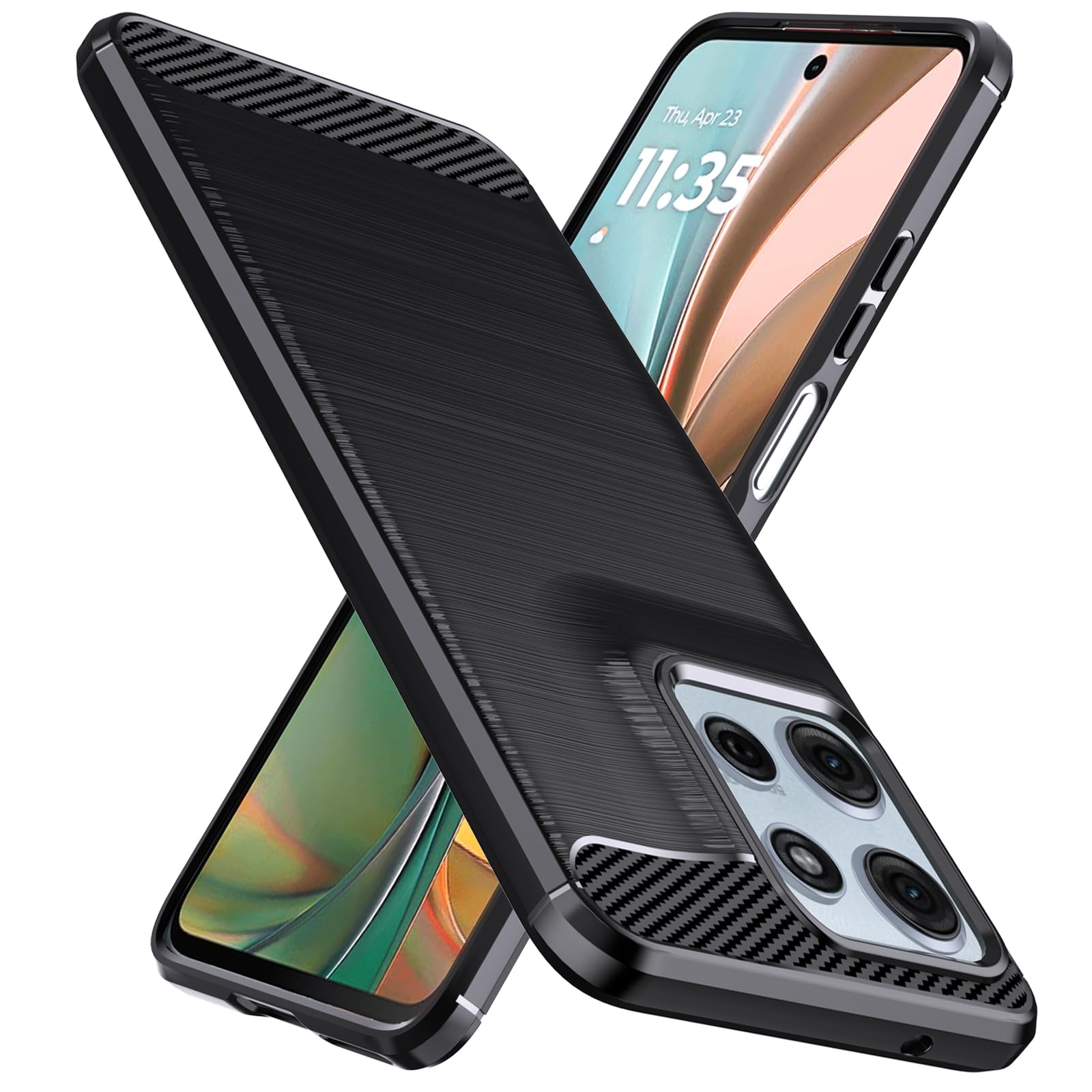 NatbokCase for Motorola Moto G75 6.78" 5G, Military-Grade Shockproof Moto G75 Phone Case, [Carbon Fiber Texture] Soft Flexible TPU Slim Anti-Scratch Cover Case for Motorola G75 5g,Black