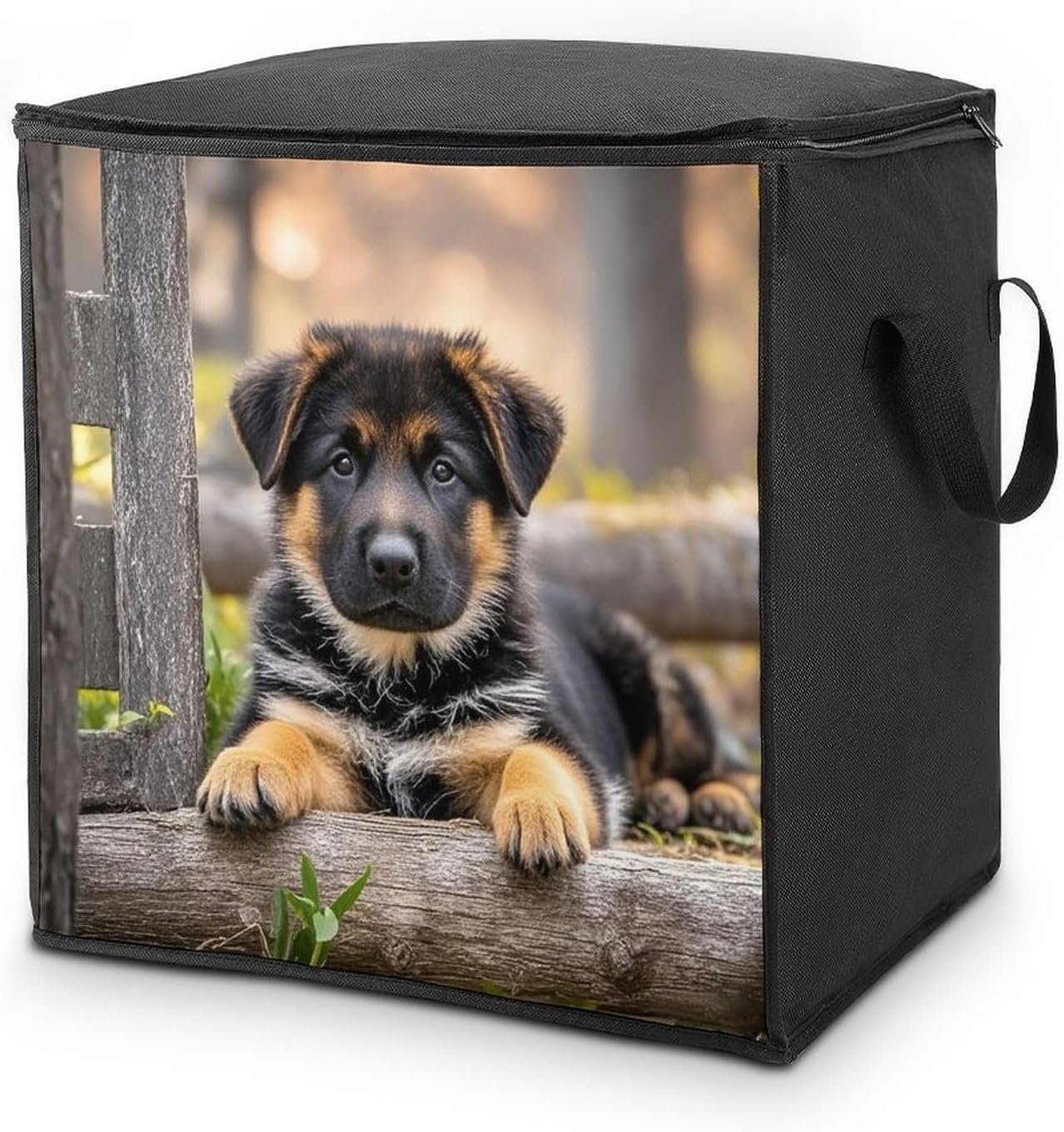 Large German Shepherd Puppy Storage Bags with Handle Foldable Closet Organizers Clothes Storage Bins Bedding Storage Containers Fabric Moving Bags Blanket Comforter Storage Bag 70L