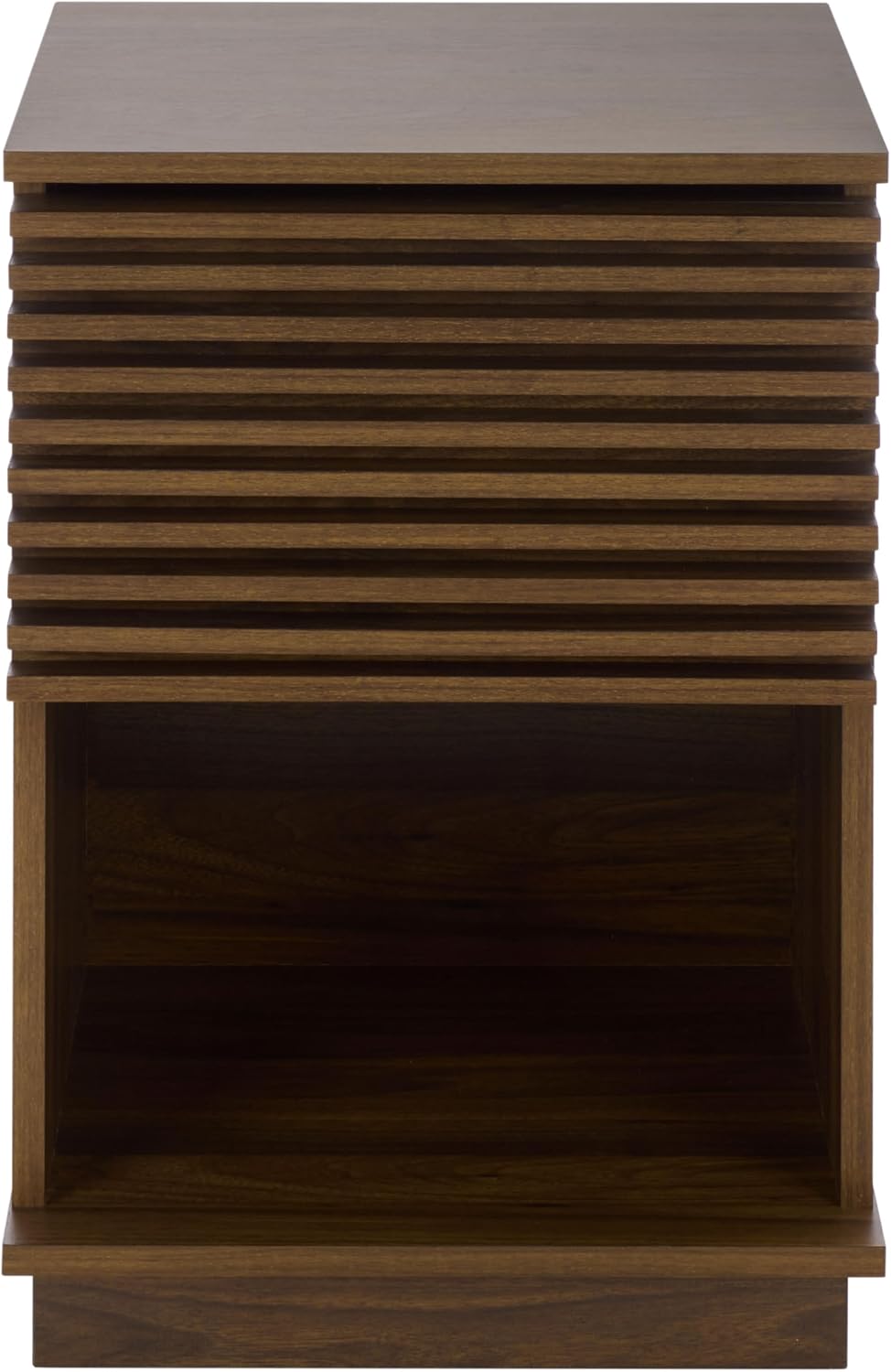 SAFAVIEH Home Collection – Moroto 1-Drawer 1-Shelf Accent Table, Walnut Finish, Storage Side Table for Living Room or Bedroom, Modern Design (ACC3602A)