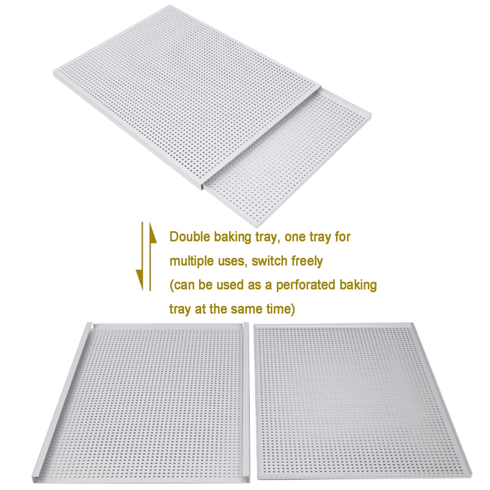 Bandeja para hornear hojaldre de aluminio, antiadherente perforada, perfecta para preparación de carne y postres