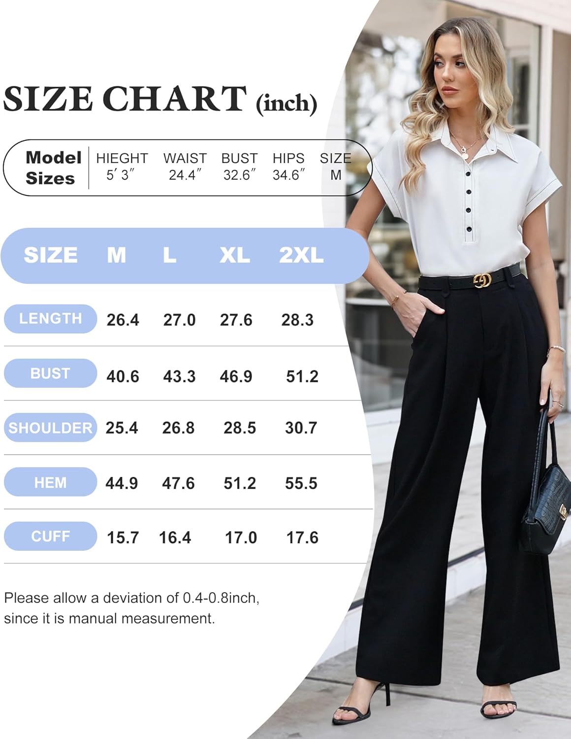 Bebonnie Women's Button Down Shirts Short Sleeve Dress Shirts Collared Work Office Blouses - Image 6