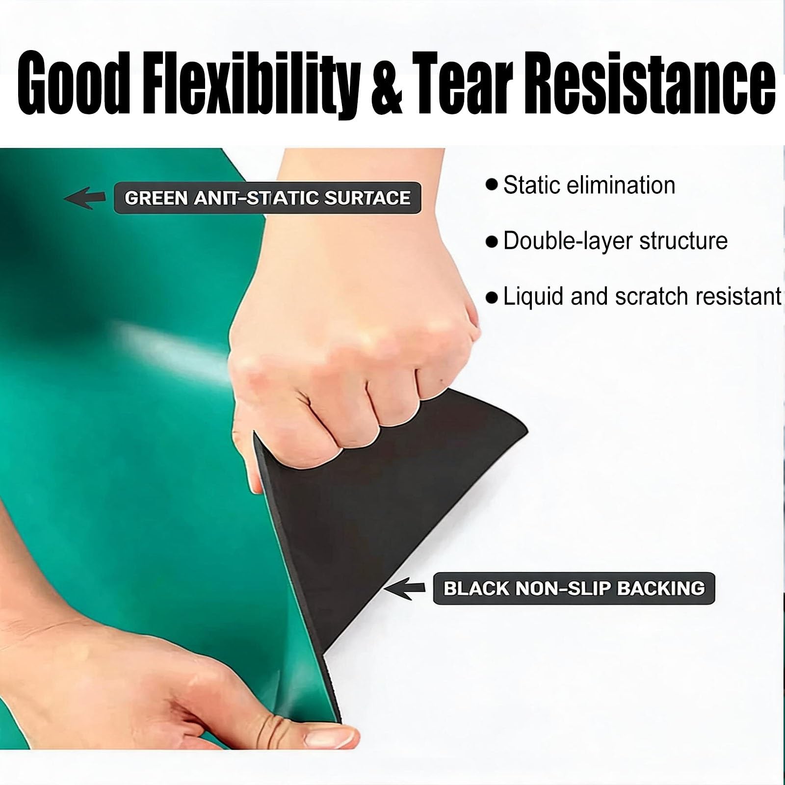 alfombrilla soldadura Longitud 180 CM Rollo De Estera Antiestática Para Escritorio De Reparación De Teléfonos, Líneas De Producción Electrónica Estera Esd(Black,W 70 CM T 0.2 CM)