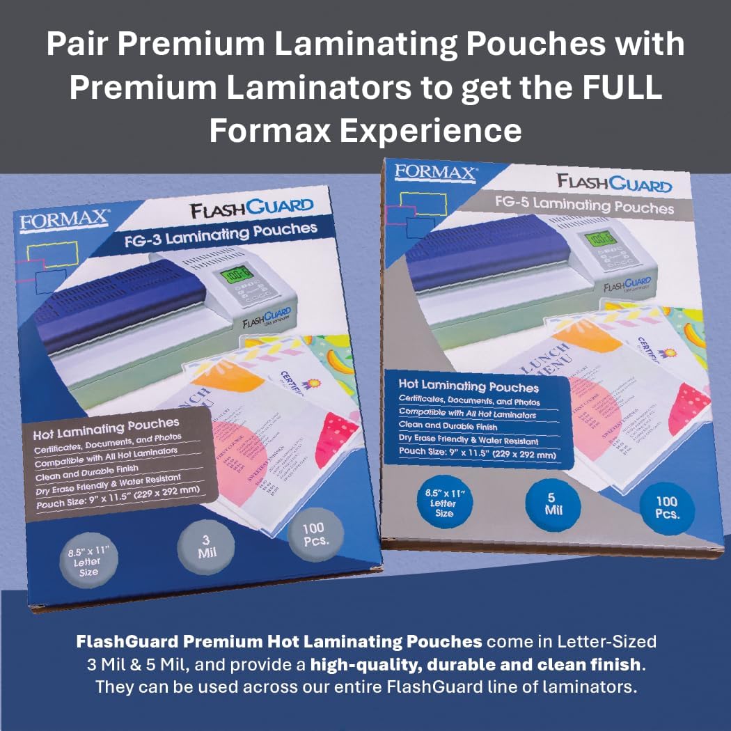 Formax FlashGuard 18R6 Laminator; 1500W; 110-120V, 50/60Hz; 15A; 18" Infeed; Heavy-Duty 6 Roller System; All-Metal Construction; Graphics-Based LCD Screen; Variable Temperature and Speed