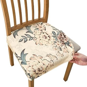Eco-Ancheng Dining Chair Seat Covers Dining Chair Covers Set of 4, Jacquard Chair Seat Slipcover Removable Washable Seat Cover for Dining Chairs Dining Room Chair Cover Protector,12