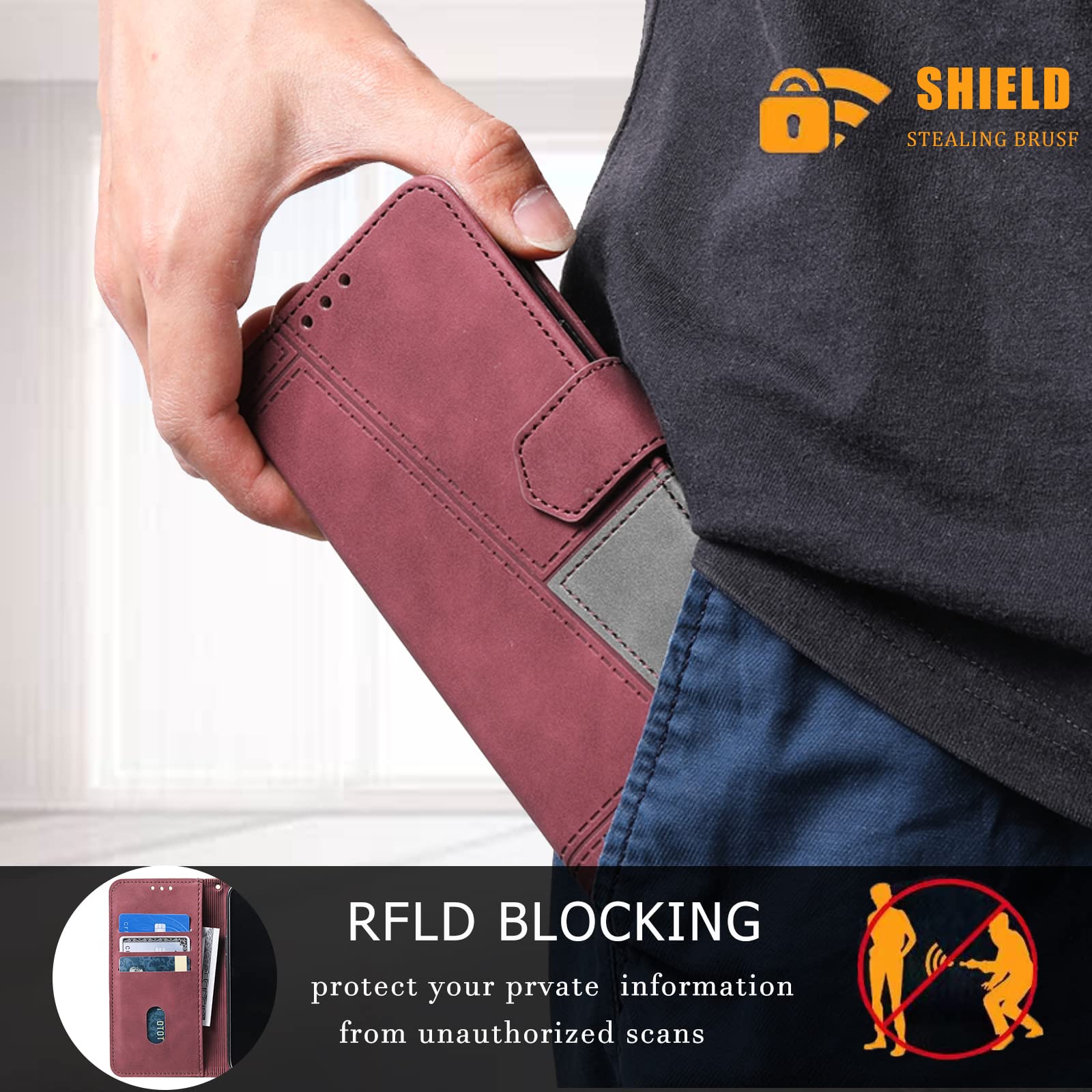 Flip Case For Motorola Moto E20/e30/e40 Card Slots Holder Magnetic Full Protection Flip Folio Wrist Strap Wallet Pu Leather