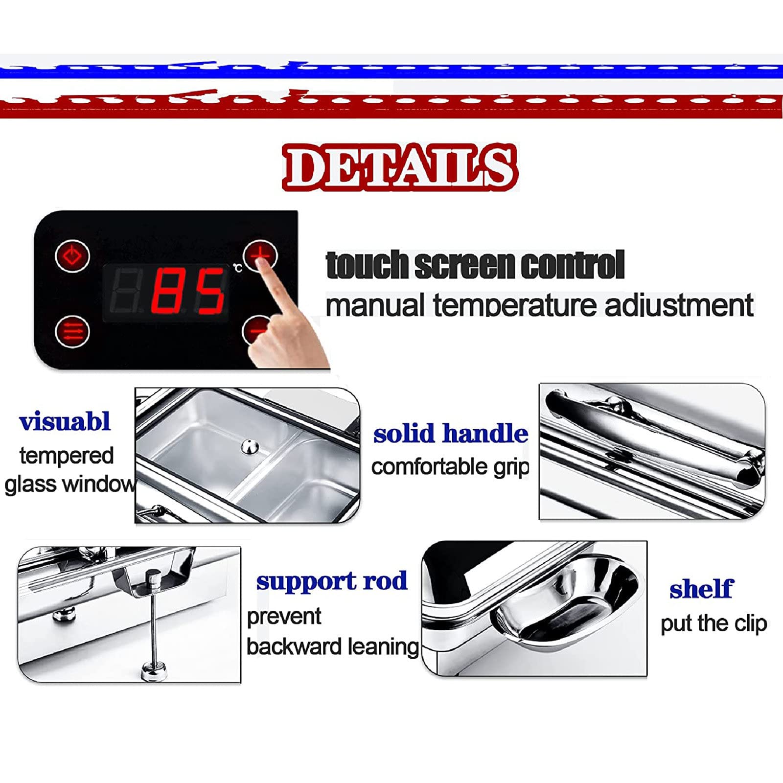 Chafing Dish per Buffet And Ristorante Dell'hotel, 9L Chafing Dish da Tavolo Contenitore Termico Scalda Cibo con Clip per Pasti e Schermo Digitale - Mantenere Il Cibo in Caldo,B