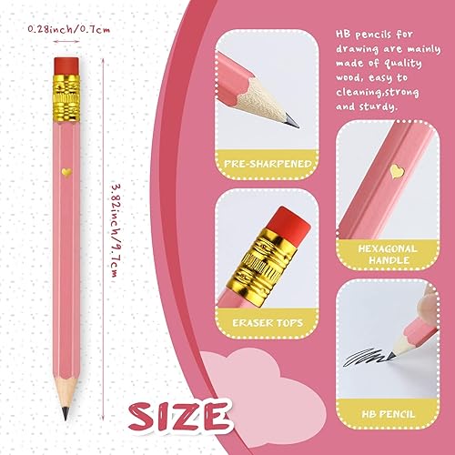 Miniatura 2 de Bercoor Paquete de 100 lápices de golf rosados, preafilados, 4 pulgadas, HB, hexagonal, corto, para boda, baby shower, golf, escuela, oficina