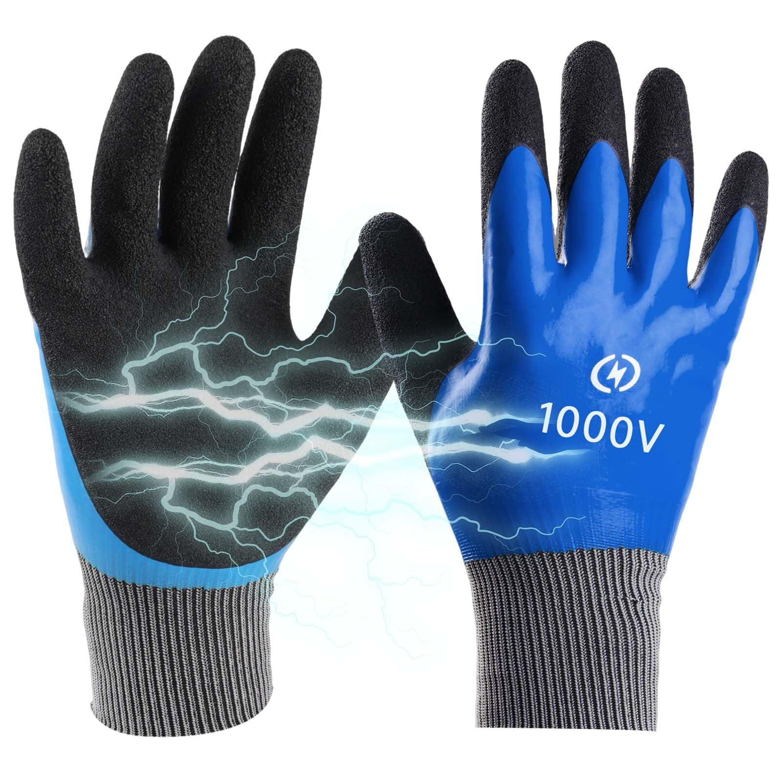 Electrical Safety Gloves 1000V for Work, Rubber Electric Insulating Gloves, Protective Insulating Glove with Flame Retardant, High Voltage Protection Non-Slip for Electrician Industrial Home Use