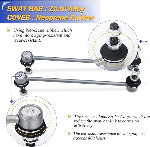 Miniatura 3 de K750098 Enlaces de barra estabilizadora delantera de aleación de zinc y níquel para Nissan Versa 2007-2019, Nissan Cube 2009-2014, Nissan Micra