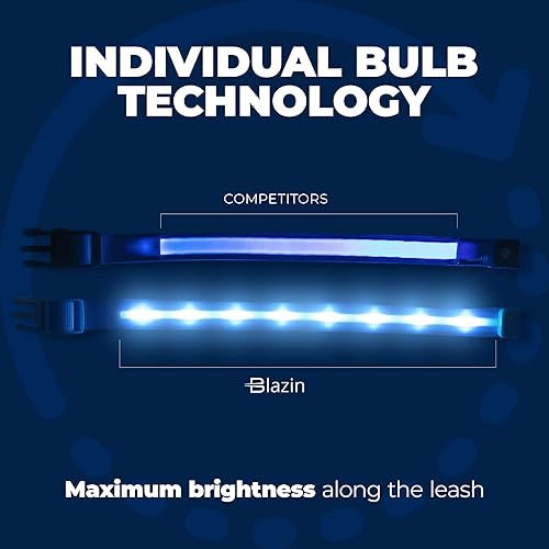 Miniatura 3 de Blazin - Collar led de seguridad para perros, recargable mediante USB y con luz intermitente resistente al agua, talla M, color negro