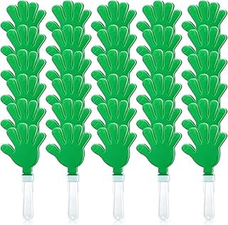 50 Pcs 7.5 Inch Green/White Hand Clapper Plastic Noise Makers for Sporting Events St. Patrick's Party Hand Clappers Noisemakers for St. Patrick's Day Party Favors Birthday Sports Game Celebration