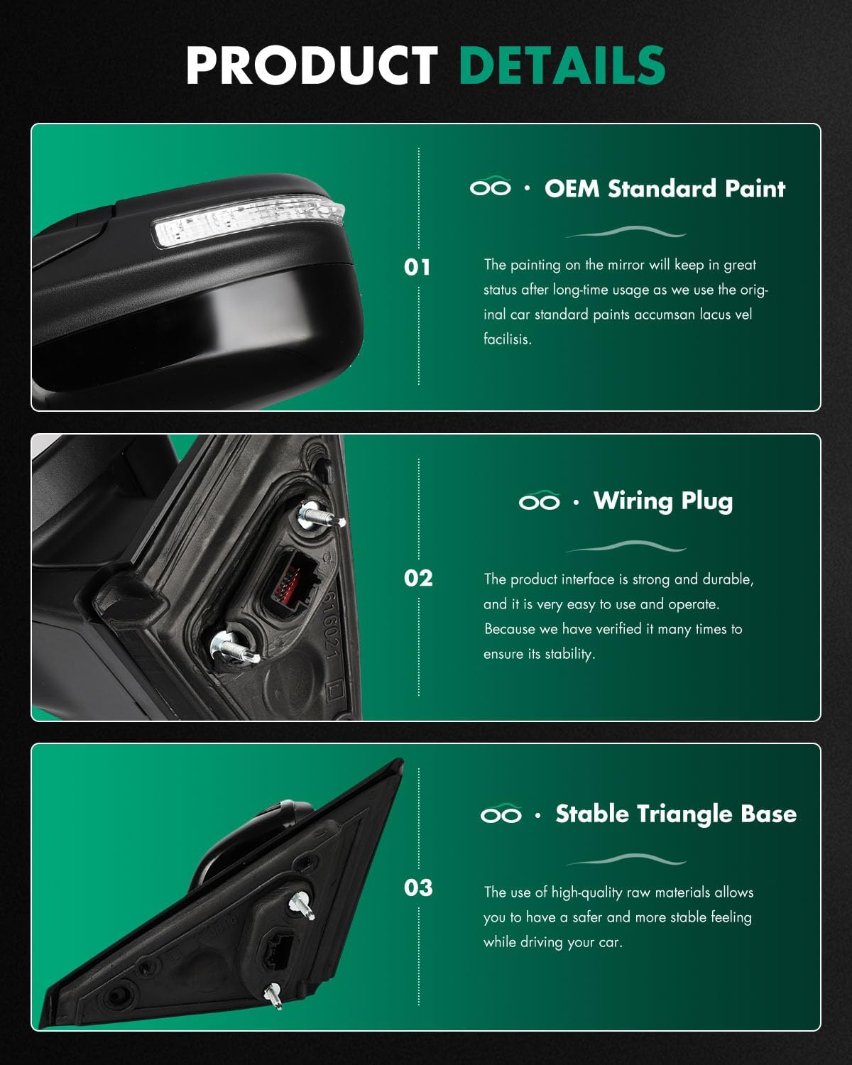 SCITOO Driver Side View Mirror Compatible with 2016-2019 For Ford For Explorer Heated | Blind Spot Detection |Turn Signal And Puddle Light 9Pins Left Outside Exterior Mirror GB5Z-17683-TA