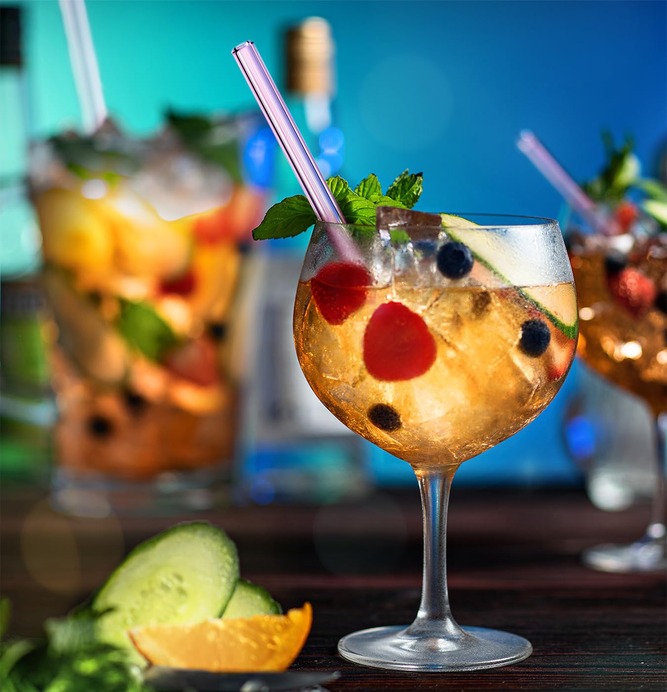 HALM Rosa Glas-Strohhalme Wiederverwendbar Trinkhalm - 50 Stück gerade 20 cm für Gastronomie, Restaurant, Bar, Cafe, Hotel - Spülmaschinenfest - Glastrinkhalme