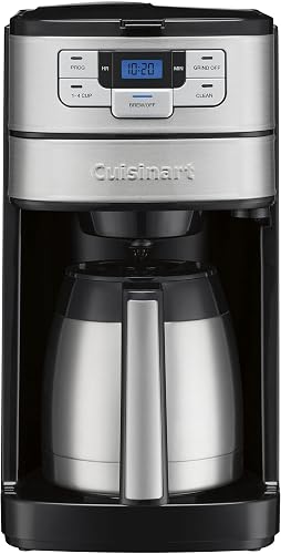 Cuisinart Automatic Grind & Brew 10-Cup Coffee Maker with Blade Grinder, Programmable Coffee Machine Glass Carafe with 1-4 Cup Setting, Brew Pause, Grind-Off Option, DGB-450NAS, Black/Stainless Steel | Blade Grinder Auto