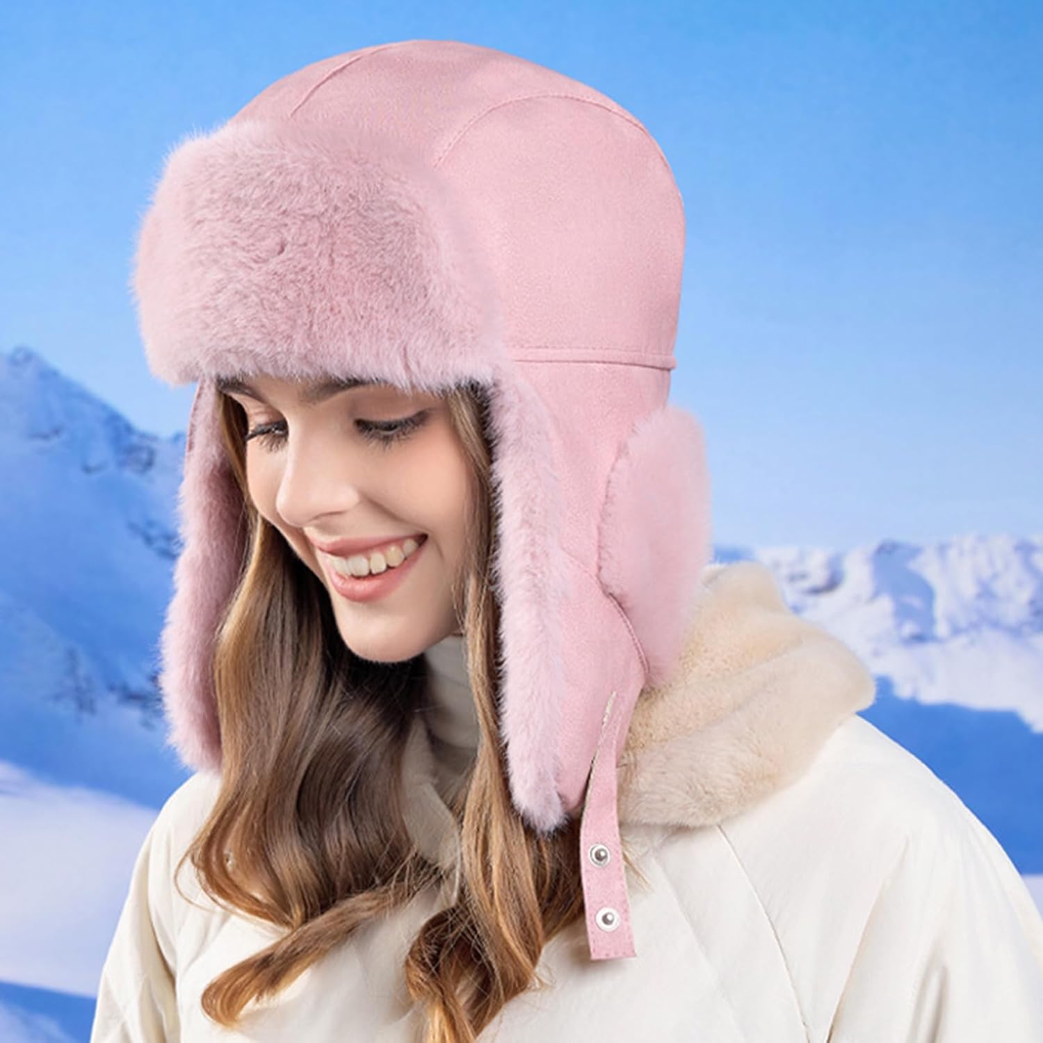 Women's Russian Ushanka Trapper Hat Thermal Warm Windproof Fleece Lining Earflap Caps for Skiing Hiking and Commuting Windpro