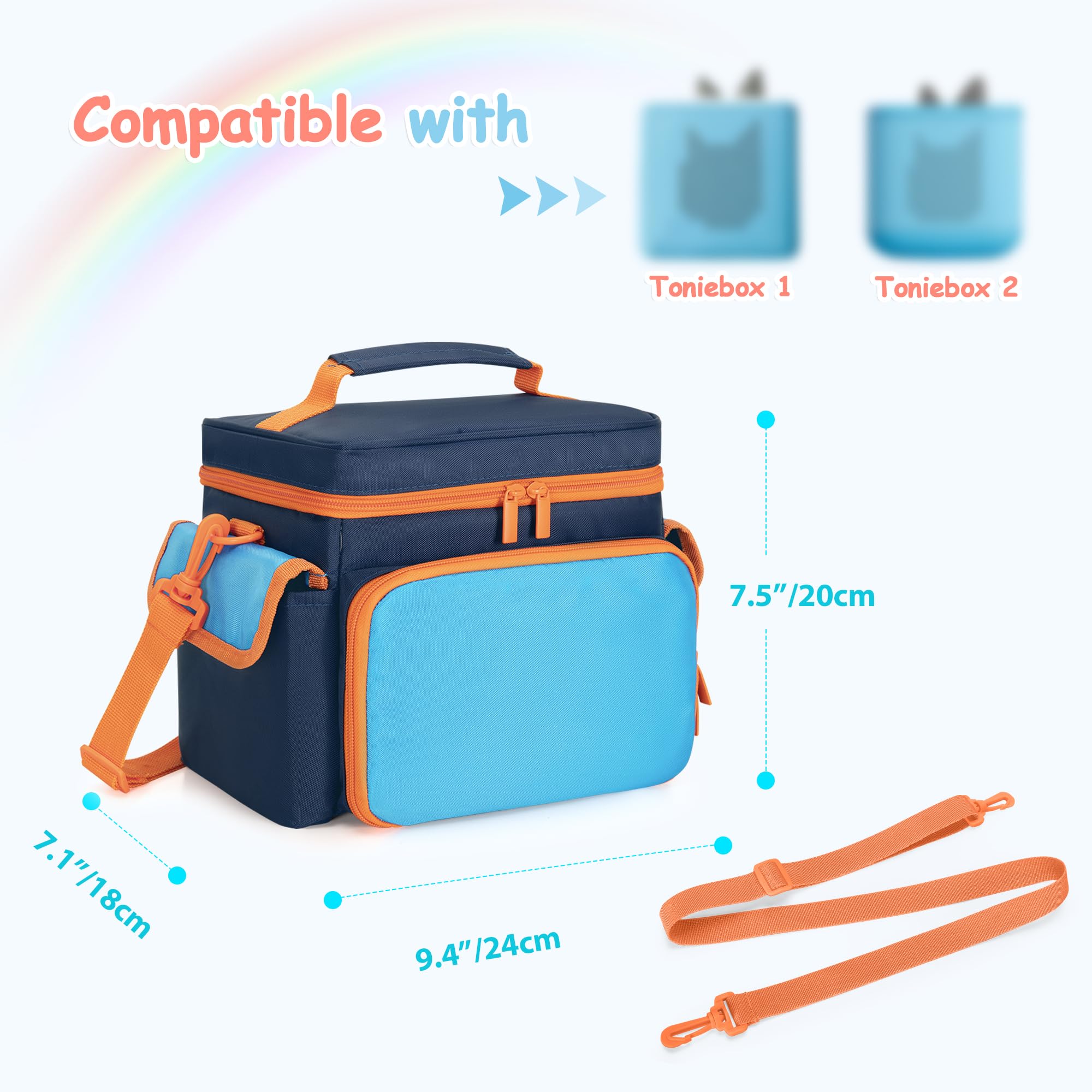 Raweao Sac de Tonies Box, Étui de Transport pour Toniebox Sac de Rangement pour Personnages et Accessoires, Parfait pour Enfants Kit de Démarrage de Tonie (Bleu