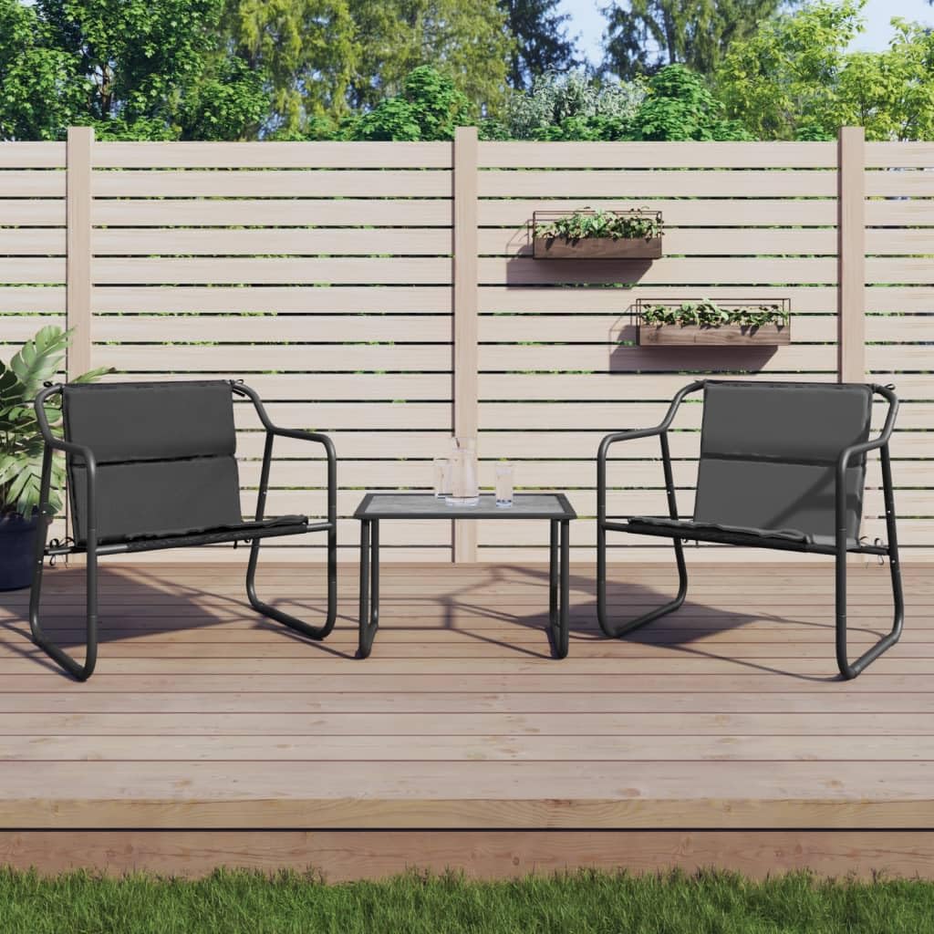 3-częściowy zestaw wypoczynkowy ogrodowy, stal antracytowa, tekstylen, nowoczesny, 60 x 40 cm, meble outdoorowe, na balkon, taras, wygodny zestaw do siedzenia