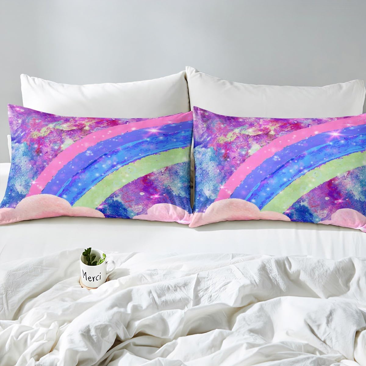 Set di biancheria da letto da 4 pezzi plissettata con frange a volant, tinta unita rosa unisex per neonati e ragazze, include piumino, lenzuolo piatto, lenzuolo con angoli e federa