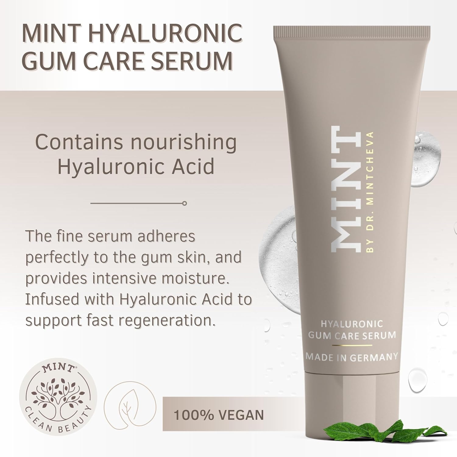 Mint Hyaluron Gum serum 75ml - Restorative Care for Stressed Gums - Against Bleeding Gums and Gum Recession - by Dr. Mintcheva