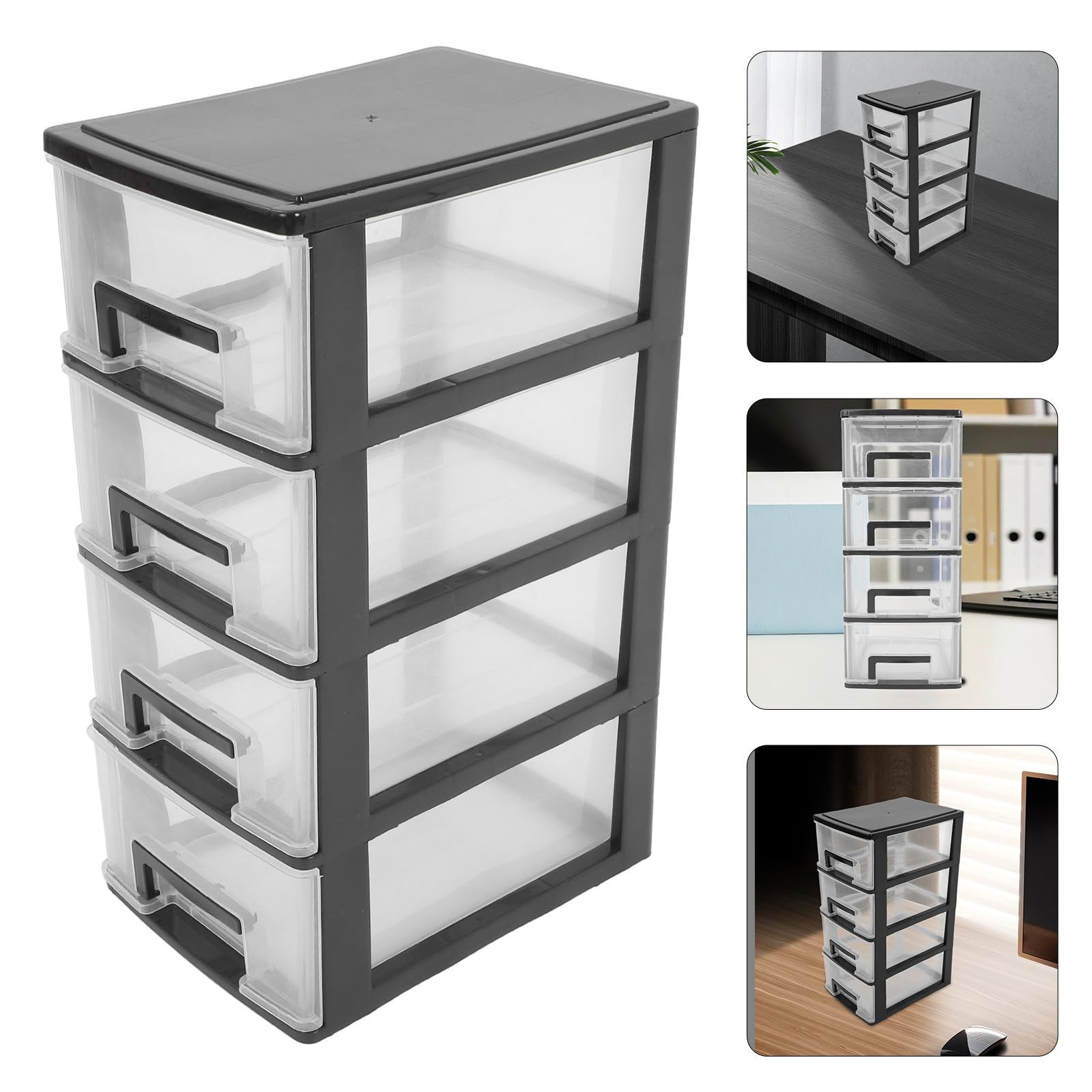 Cassettiera in Plastica a 4 Strati, Portaoggetti Portatile, Cassettiere da Scrivania, per Ordinare Accessori Casa