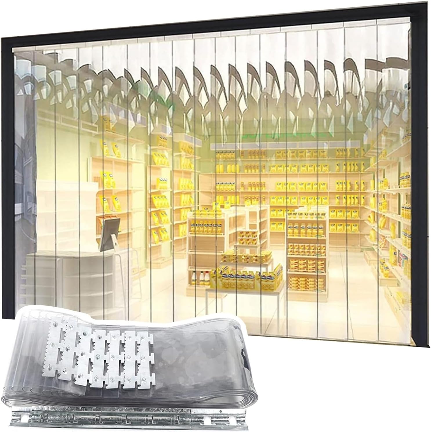 Commercial Plastic Door Curtain Strips for Walk-in Freezers - Perfect for Warehouses, Garages, Supermarkets & Pet Houses - Durable, Energy-Saving, Easy to Install
