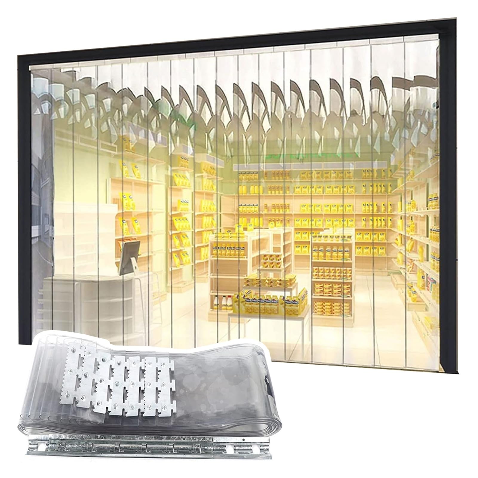 Bandes industrielles en plastique pour congélateur et entrepôt | Lot de 3 rideaux 120x350cm