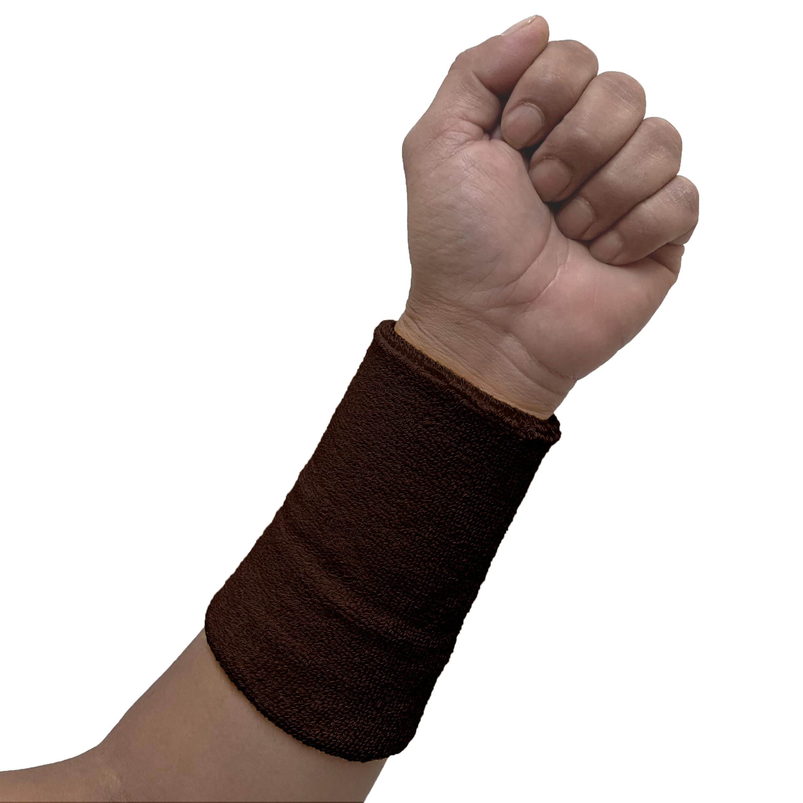 COUVER 6 inch Extra Long Thick Sports Wristband / Sweatband, Dark Brown (1 Piece)