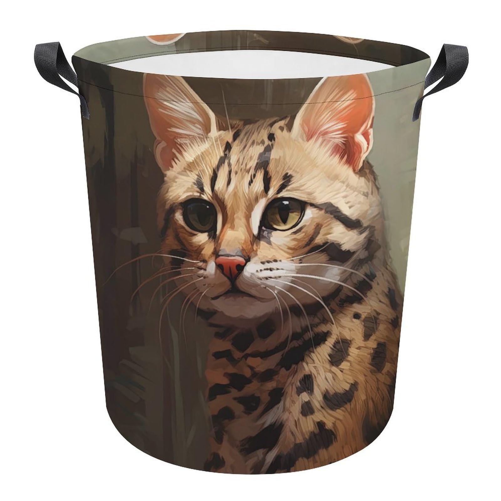 Cesta colada impermeable gato divertido con asas reforzadas cubo almacenamiento ropa