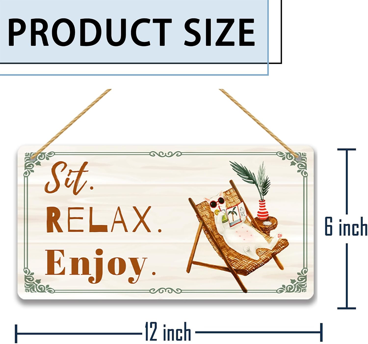 Sit Relax Enjoy Wood Sign - Rustic Porch Decor, Outdoor Garden Wall Art, Patio Welcome Plaque, Housewarming Gift for Backyard & Garden Lovers 12x6 Inch image 5