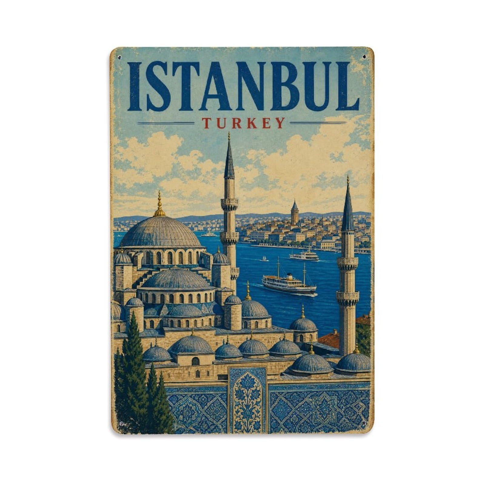 Metal Tin Sign Retro Travel Turkey Istanbul