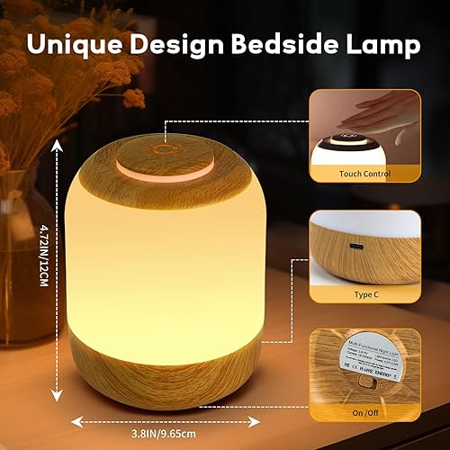Vista 6 de Paquete de 2 luces nocturnas suaves para el cuidado de los ojos, luz nocturna táctil para bebés, niños y adultos, pequeña lámpara de noche, 3