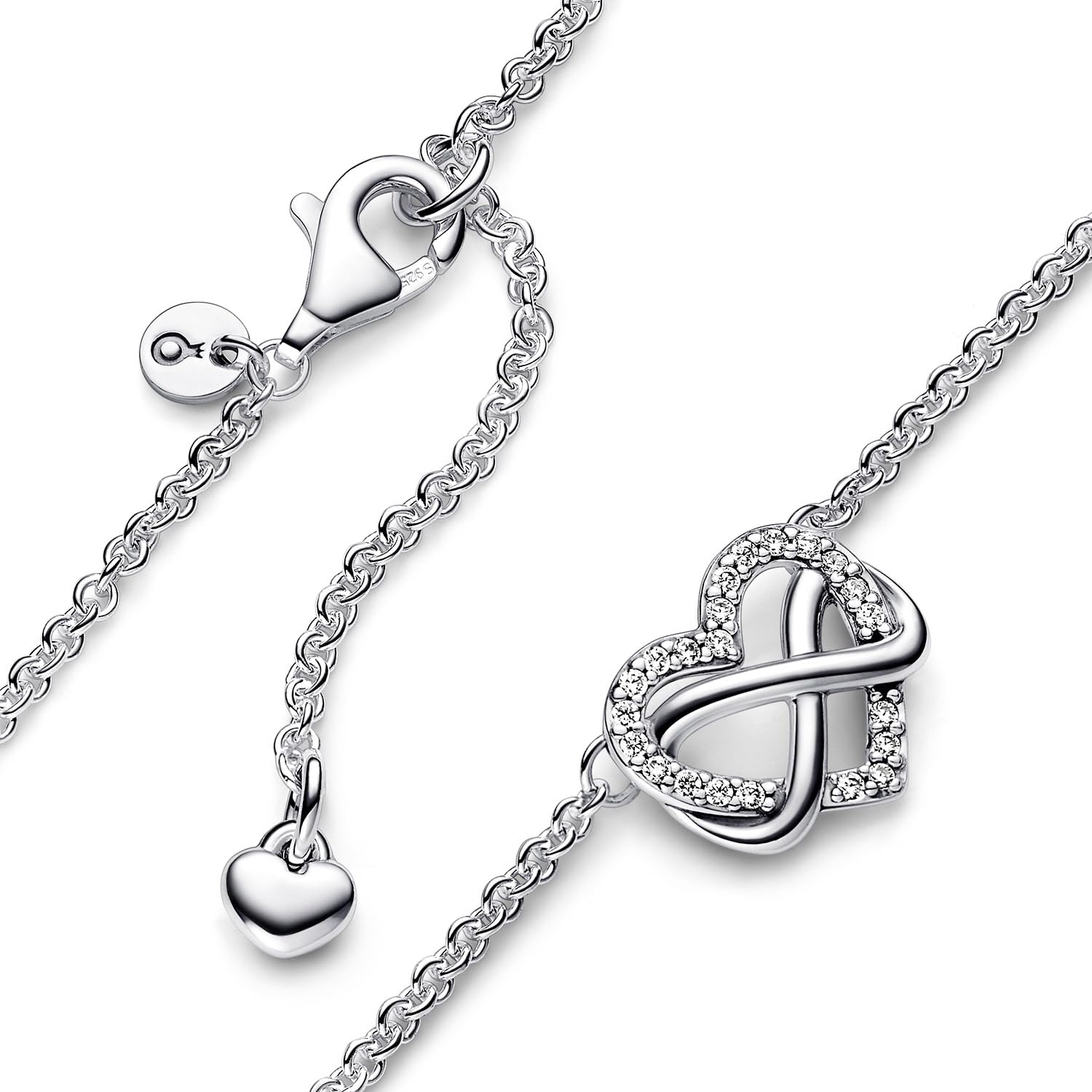 PANDORA Damen-Geschenkset Funkelndes Unendlichkeits-Herz 68321 | 925 Silber Halskette mit passenden Ohrringen elegante Geschenkidee für Frauen