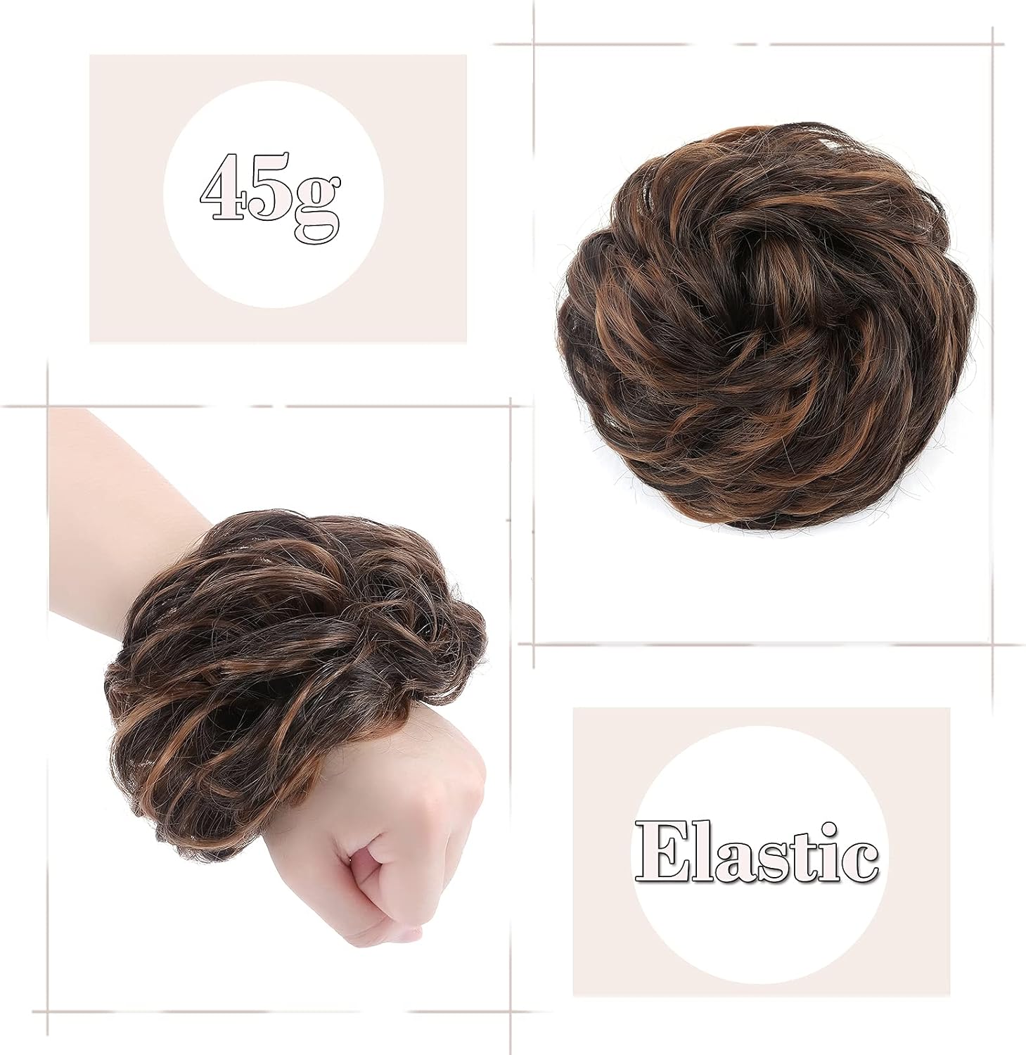 Silk-co Synthetic Hair Bun Extensions Hairpiece 45g Thick Messy Hair Scrunchies for Women Updo ponytail Extensions - Image 3