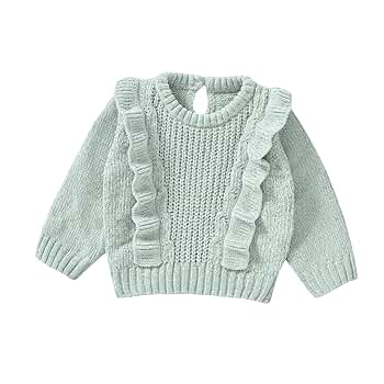トップス katie WINTER BABY crew neck knit Amazon.com: Baby Girl Sweater Long Sleeve Crew Neck Frills