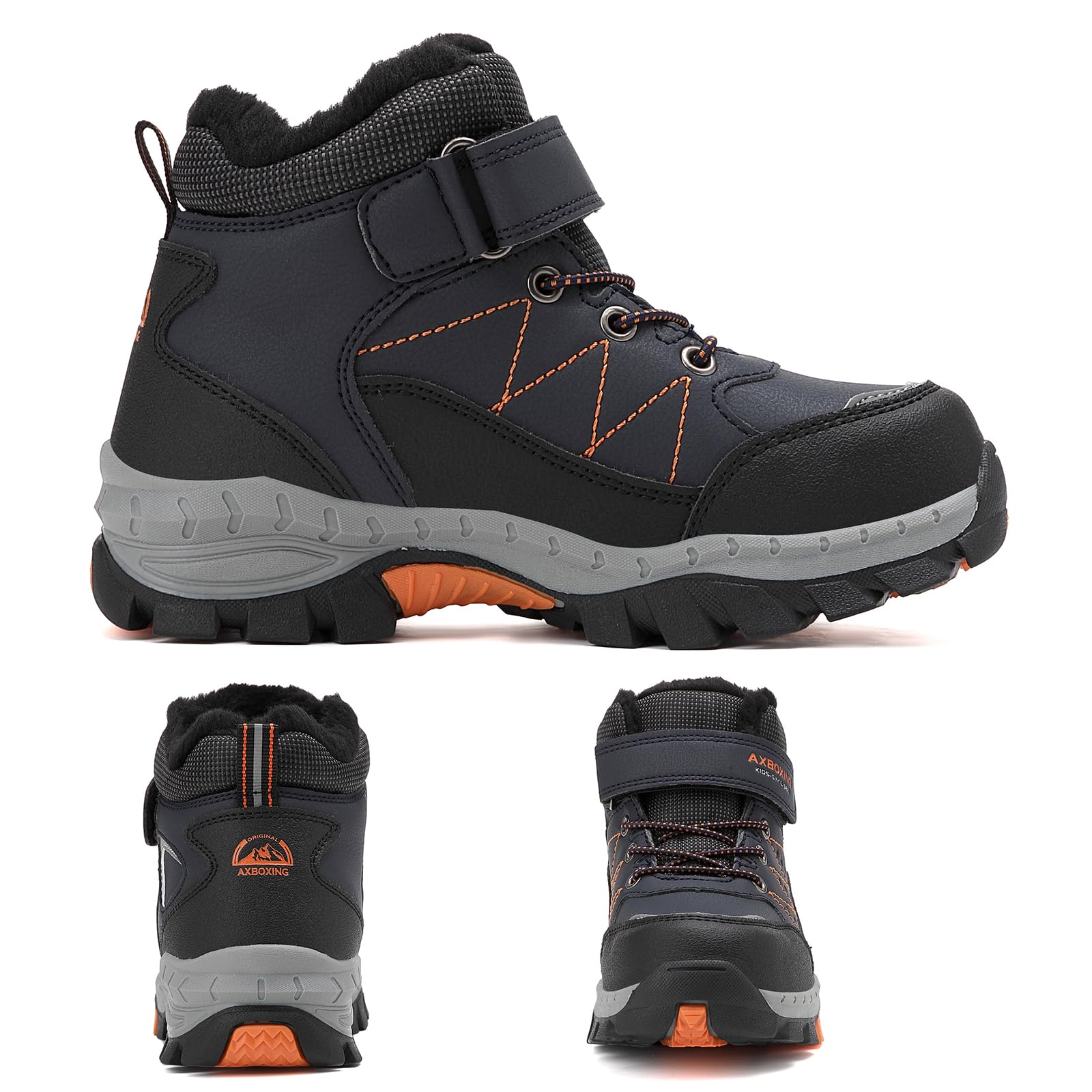 TARELO Winterschuhe Kinder rutschfeste Winterstiefel Mid Schneestiefel Jungen Unisex Gefütterte Wanderschuhe 32-39 (Blau,38)