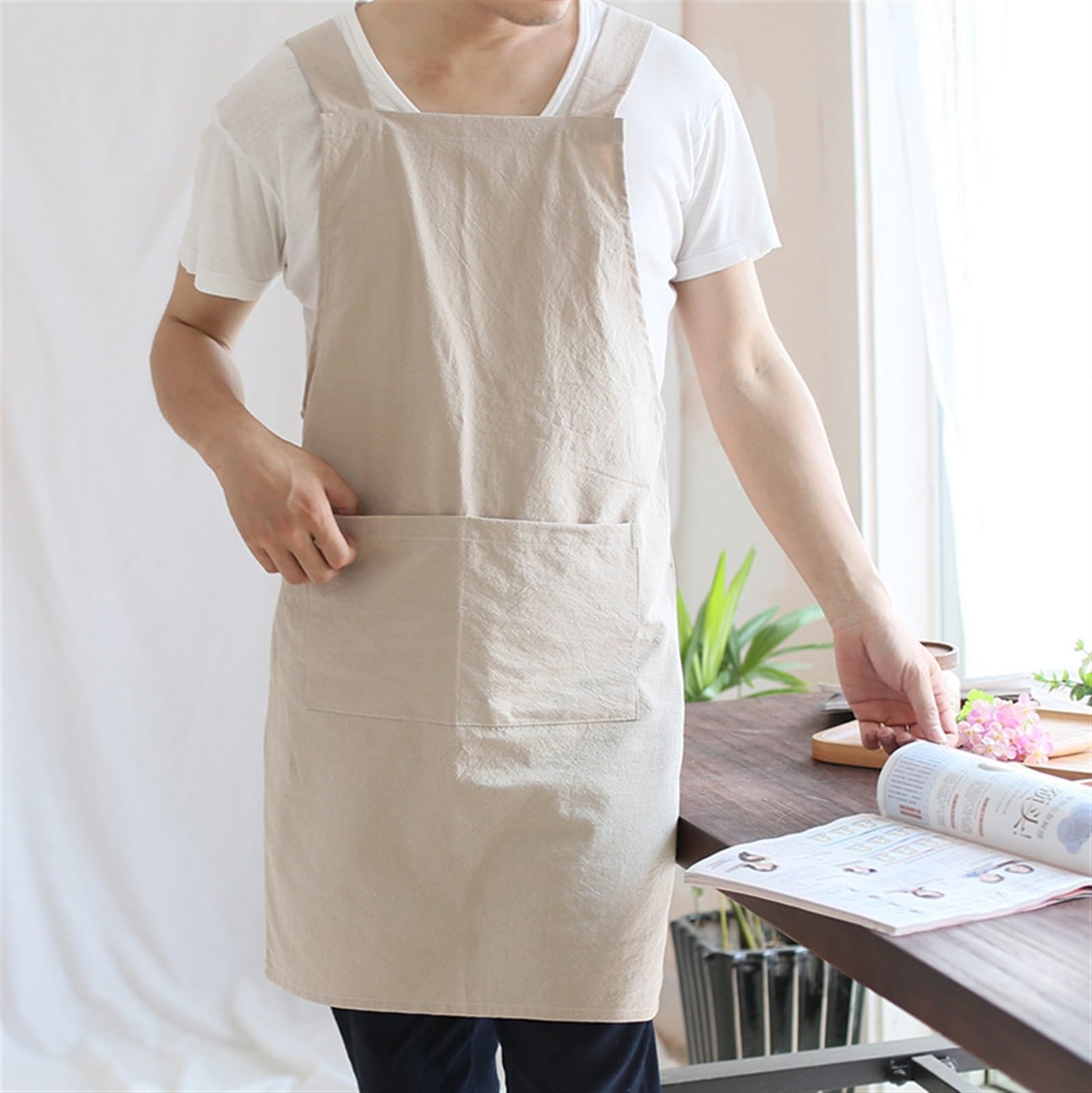 Delantal para mujer y hombre, para cocina, antiincrustante, leche, té, cafetería, floristería