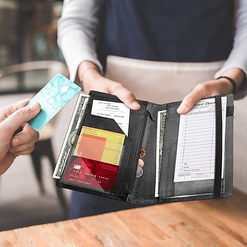 Miniatura 7 de Libros de servidor de girasol de mariposa dorada para camarera, cartera de cuero sintético con cierre de vendaje elástico, organizador con bolsillo