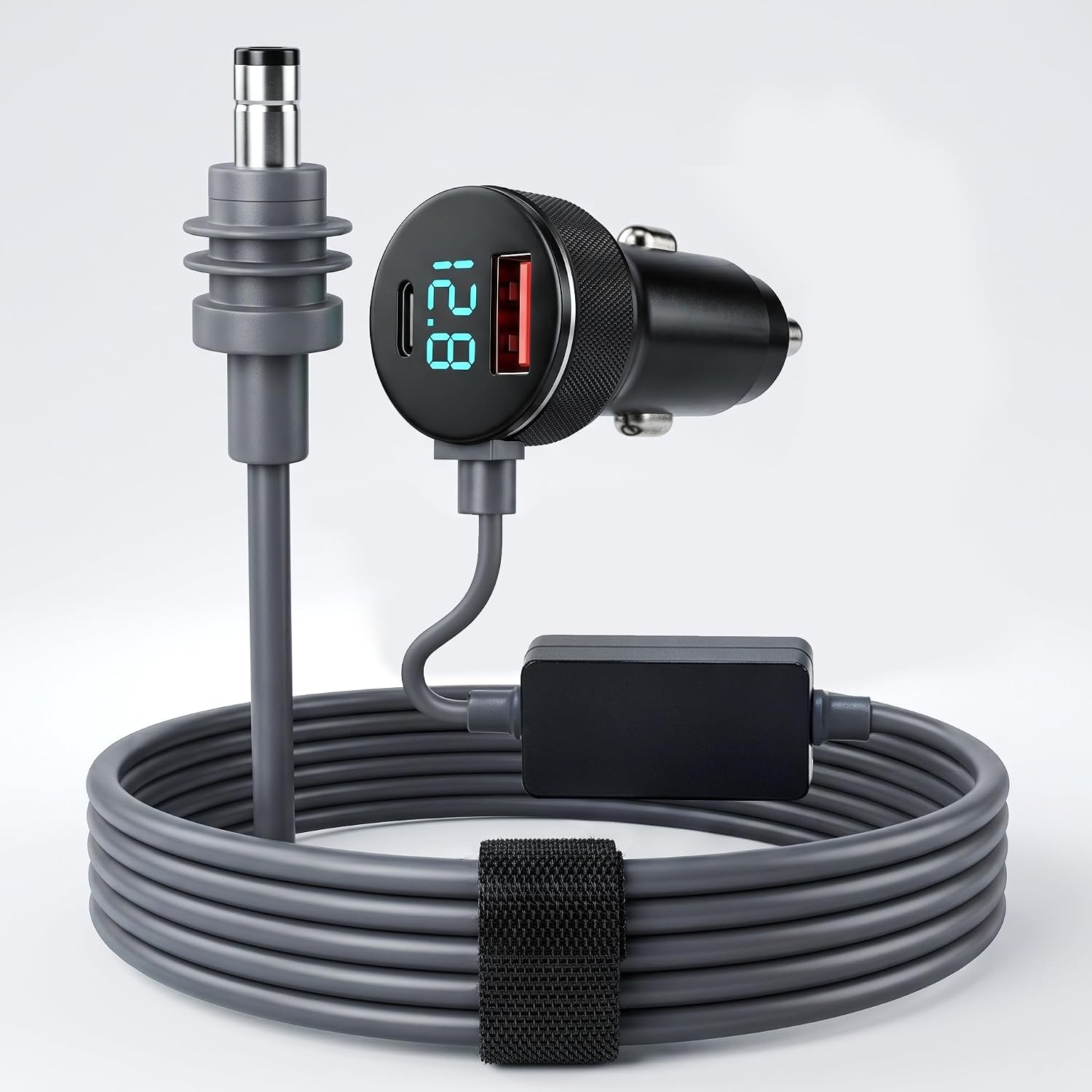 3-in-1 Starlink Mini Car Charger Cable with Digital Display – 12V-48V Cigarette Lighter Adapter & 40W USB-C PD Fast Charging – Heavy Duty Power Cord for RV, Truck, and Vehicle Internet