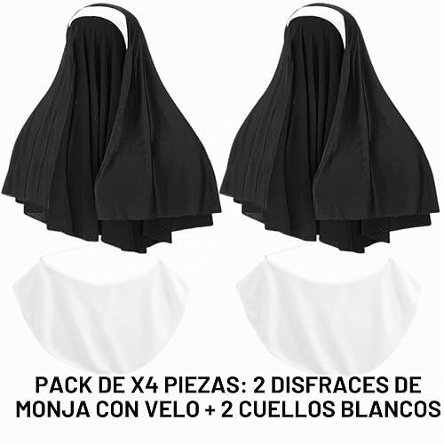 Fartoni X2 Velo + Babero Monja Para Disfraz De adultos O Mujer O Hombre. Accesorios Disfraz Monja Halloween.…