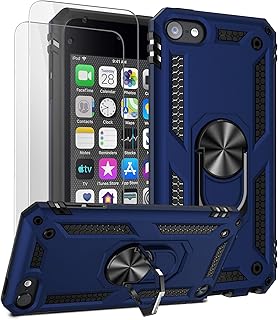ULAK iPod Touch 7 Case, iPod Touch 6 Case, Hybrid Rugged Shockproof Cover with Built-in Kickstand for Apple iPod Touch 7th/6th/5th Generation (Blue)