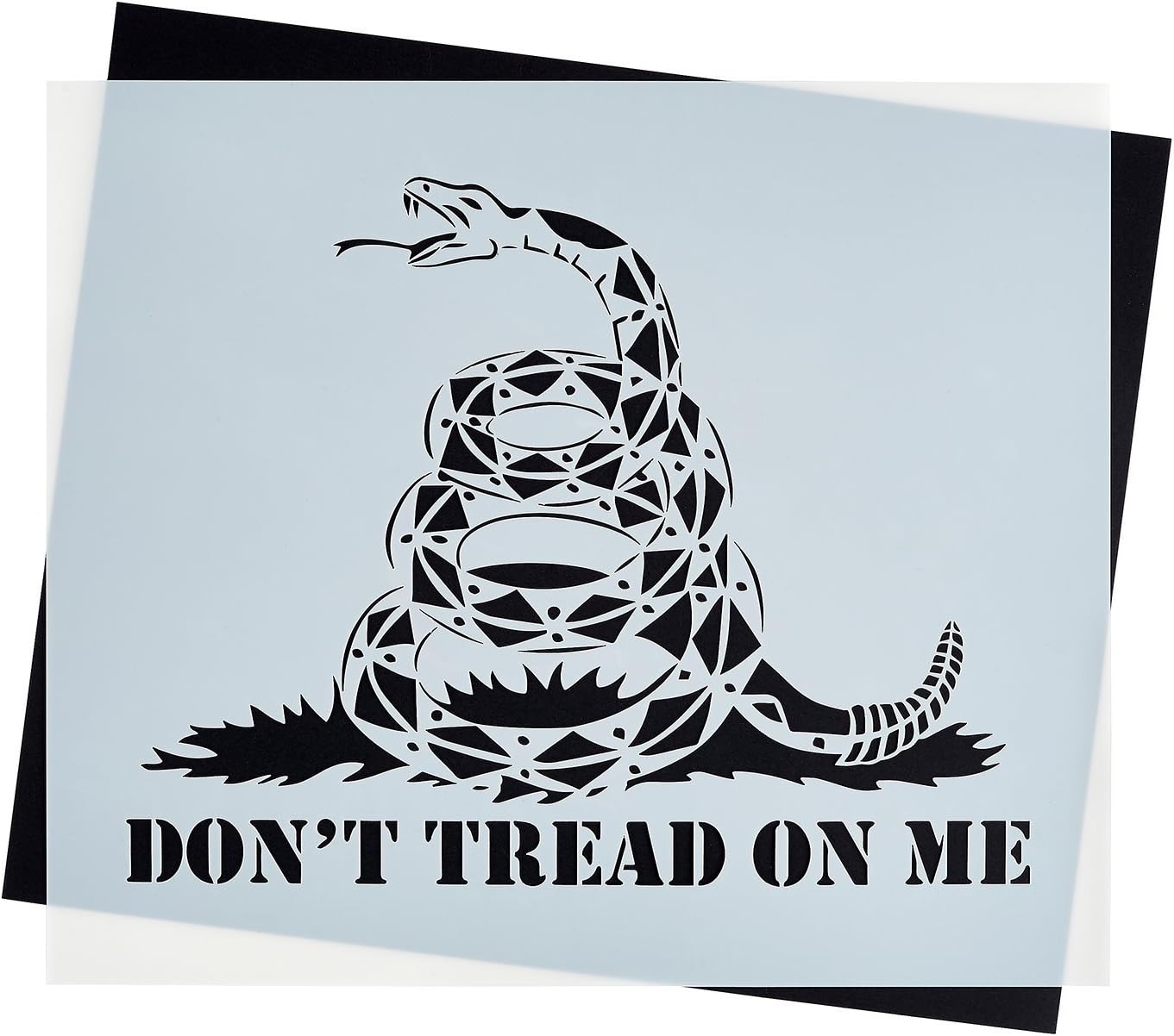 Don't Tread On Me Gadsden Flag Stencil for Painting on Wood, Walls, Fabric, Airbrush + More | Reusable 10.5 x 12.35 inch Mylar Template