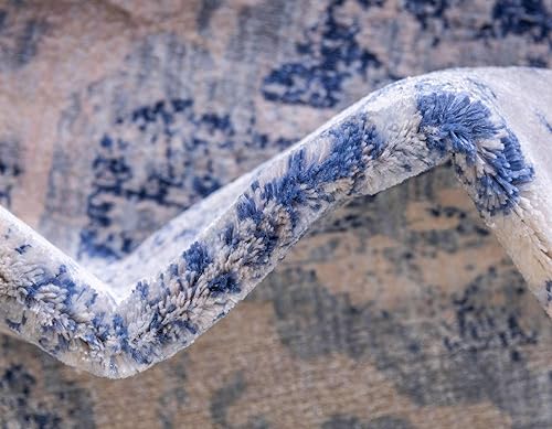 Miniatura 6 de Unique Loom Asheville Collection - Alfombra vintage tradicional, medallón, granja, envejecida, 9 pies 0 pulgadas x 12 pies 0 pulgadas, azulazul claro