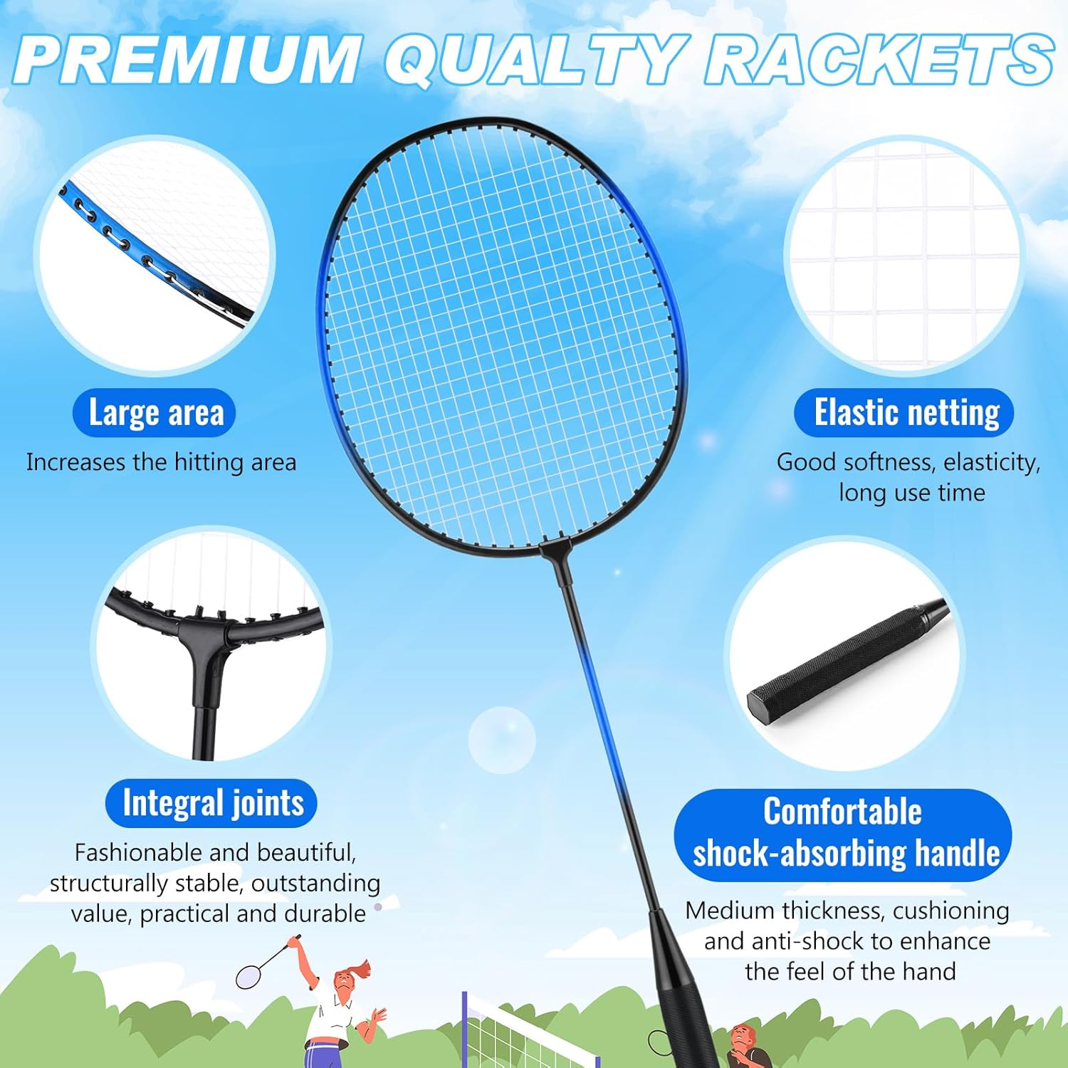 12 Pack Badminton Rackets Set Including Badminton Racquets, Nylon Shuttlecocks and Carry Bag for Outdoor Backyard Games Beginners