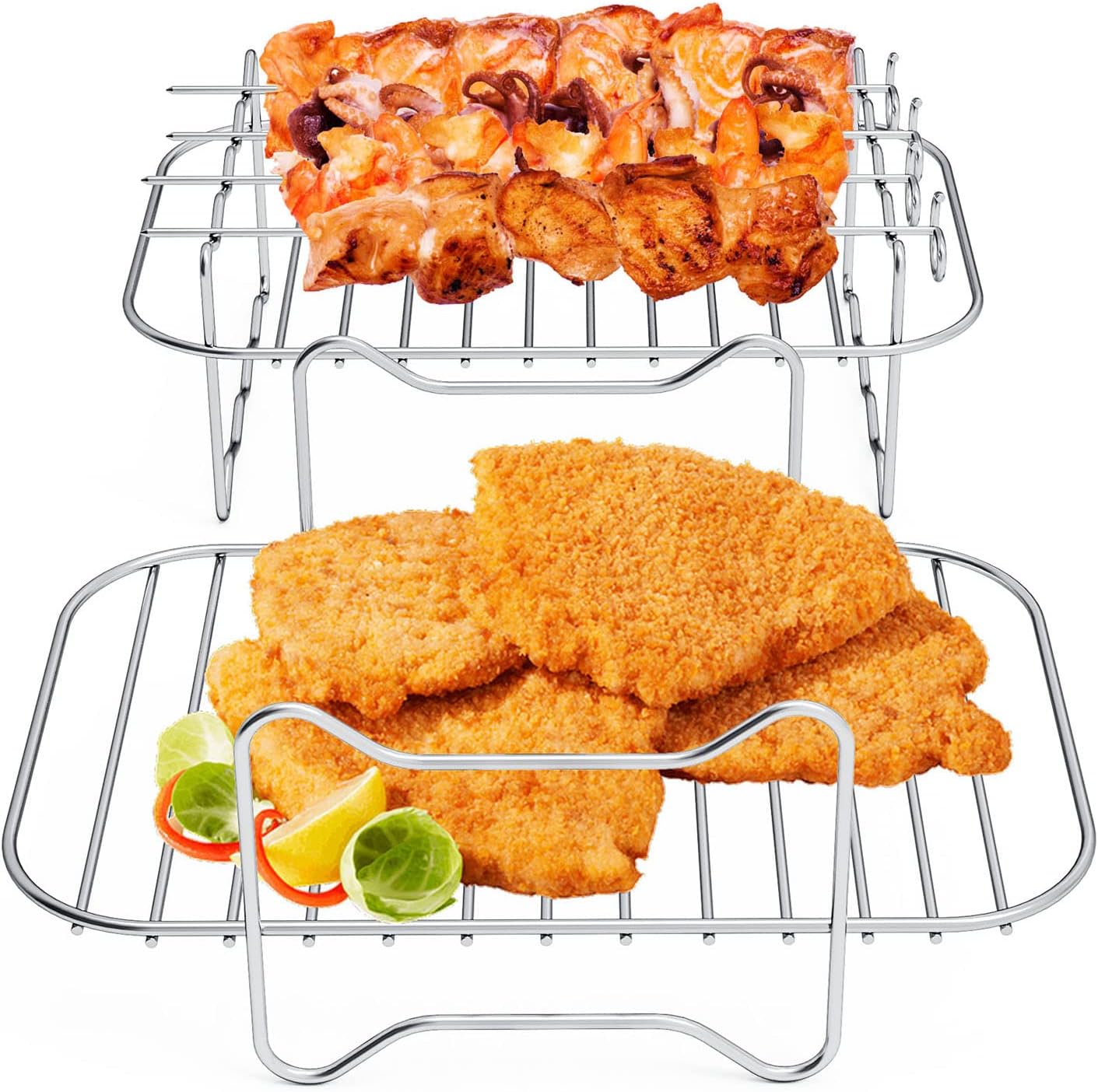 2 PCS Air Fryer Rack, Stainless Steel Air Fryer Double Layer Rack with
