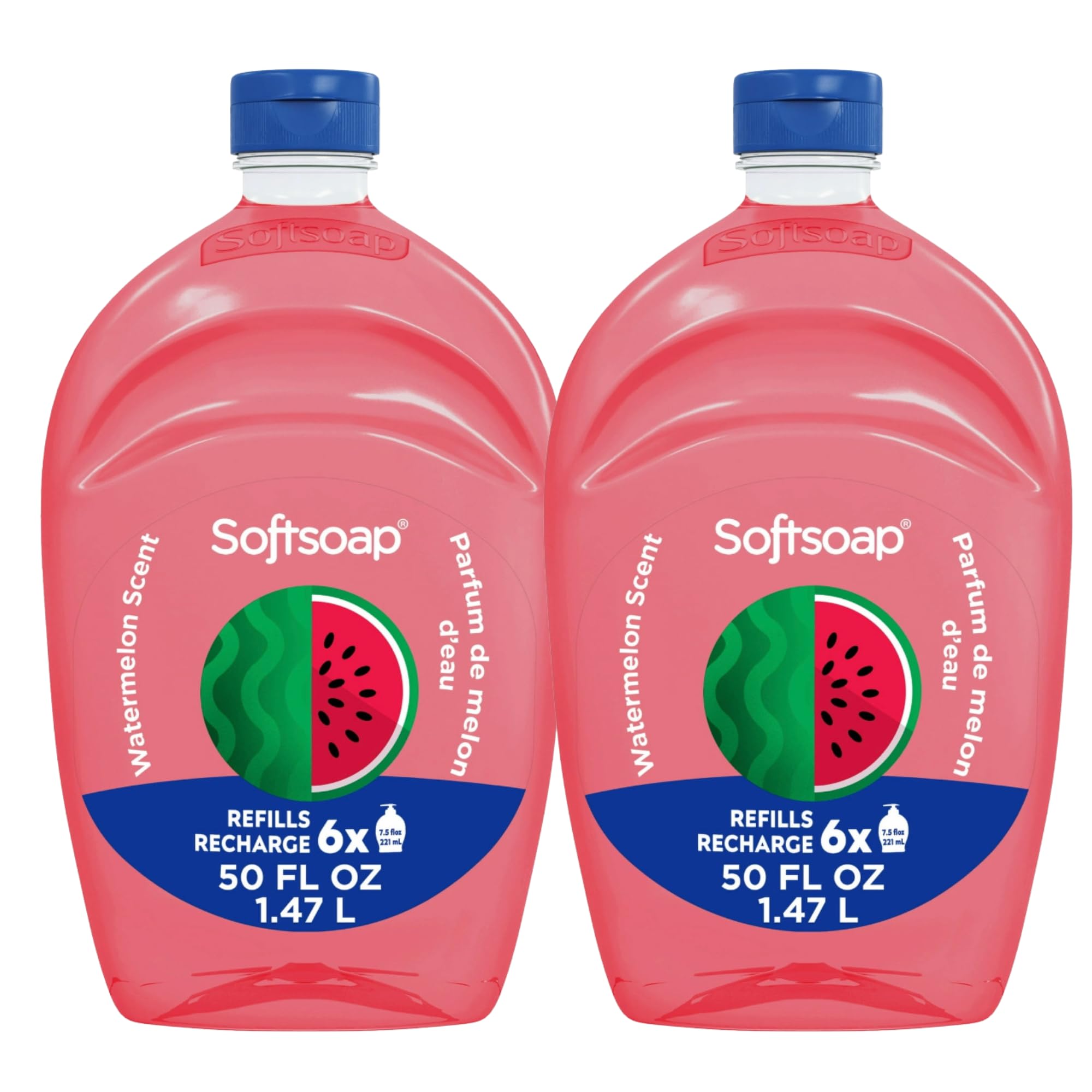 Softsoap Limited Edition Seasonal Scents | Extra Large Refill Bottles, 100 FL Oz Total, 2-50 Fl Oz Bottles for Refilling Liquid Hand Wash (Watermelon)